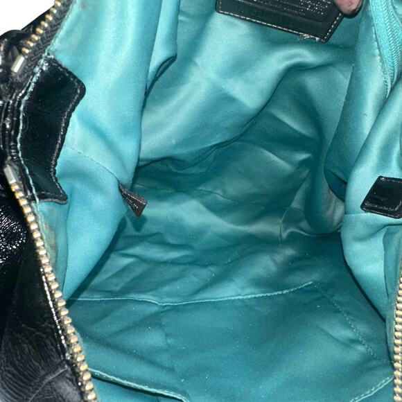 Coach C1089-15790 Black Patent Leather Hobo Shoulder Bag Zip Pocket - Picture 11 of 13